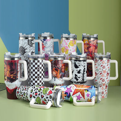 Regalos de negocios 40 oz personalizado Stanley de acero inoxidable de viaje con mango en cualquier color