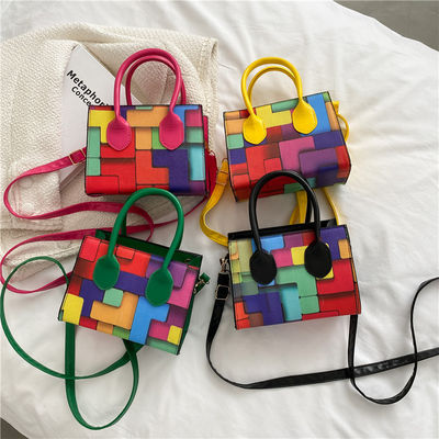 Bolso de hombro de moda para mujeres forma cuadrada pequeña y costuras de dos tonos en todas las estaciones