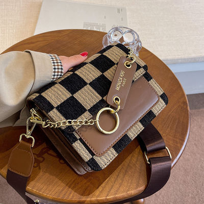 hombro 2024 bolso de lujo de diseño de mano tablero de ajedrez mini de tela de rebanada bolso de eslingas para mujeres