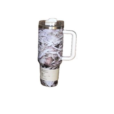 Sostenible 40oz Leopard Impresión Camuflaje Copo de paja Tumbler para bebidas calientes y frías