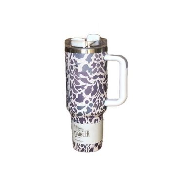 Sostenible 40oz Leopard Impresión Camuflaje Copo de paja Tumbler para bebidas calientes y frías
