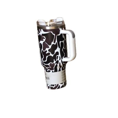 Sostenible 40oz Leopard Impresión Camuflaje Copo de paja Tumbler para bebidas calientes y frías