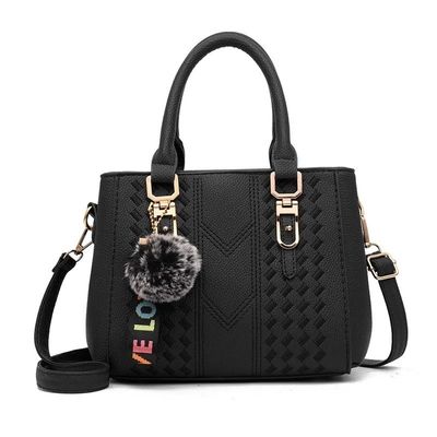 Elegante bolso de hombro de cuero genuino con dibujos animados y decoración de botones
