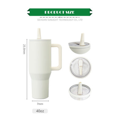 40 oz de acero inoxidable cápsula de viaje de café térmico con mango y flip top tumbler de paja