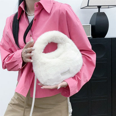 Bolsos de pelo de zorro de color invernal marrón mini bolsos de piel de zorro de cadena larga bolsos de piel peluda para mujeres sofisticadas