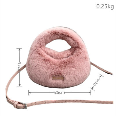 Bolsos de pelo de zorro de color invernal marrón mini bolsos de piel de zorro de cadena larga bolsos de piel peluda para mujeres sofisticadas