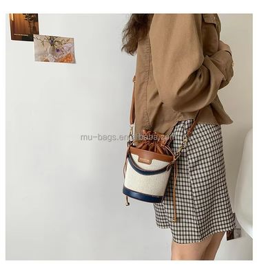Elegante bolso de diseño de lujo para damas y niñas con cuero de cuerda y 2 colores