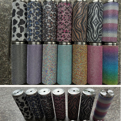 Rhinestone Bling Diamante Brillante Acero inoxidable Tumbler térmico Grande para el café té agua cerveza incluye tapa y paja