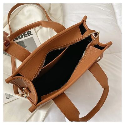 Garantía absoluta de color marrón bolsas de hombro de mujer de color sólido bolsas de mujer de moda