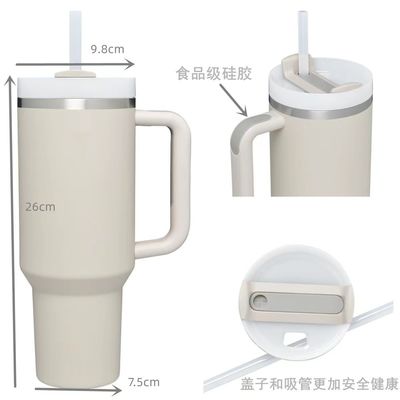 40oz de acero inoxidable de doble pared Stan de automóvil de viaje de metal Taza de café tumbler con mango