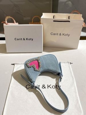 Bolso de moda en forma de corazón de denim para mujeres con manguera única cierre de cremallera Revestimiento de algodón