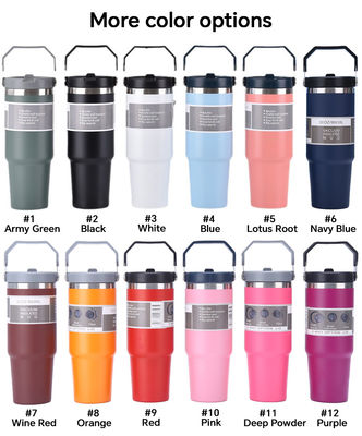 Taza de café aislada de tumbler sostenible con mango y tapa 20oz 30oz