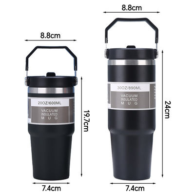 Taza de café aislada de tumbler sostenible con mango y tapa 20oz 30oz
