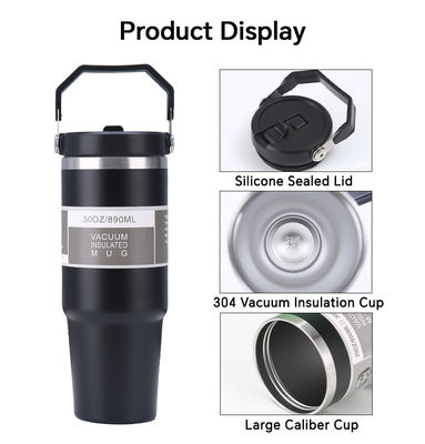 Taza de café aislada de tumbler sostenible con mango y tapa 20oz 30oz