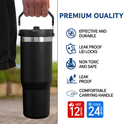 Taza de café aislada de tumbler sostenible con mango y tapa 20oz 30oz