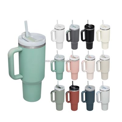 2.0 Beauchy Custom 40 oz de acero inoxidable vacío aislado taza de viaje con paja con tapa