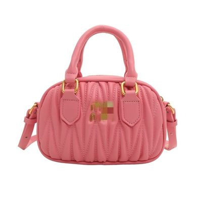 Bolso de Mensajería de Cuero Pequeño para Mujeres de Verano con Patrón Mini Plissado y Cierre postal
