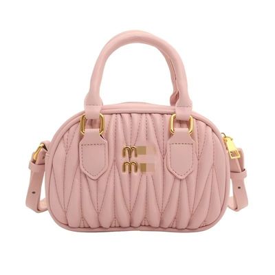 Bolso de Mensajería de Cuero Pequeño para Mujeres de Verano con Patrón Mini Plissado y Cierre postal