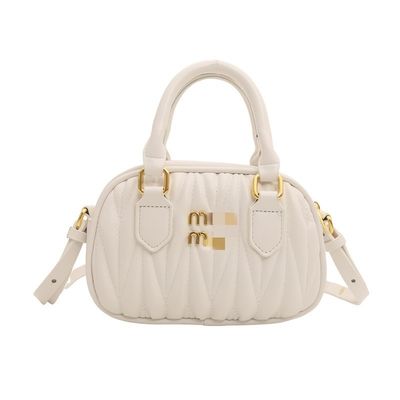 Bolso de Mensajería de Cuero Pequeño para Mujeres de Verano con Patrón Mini Plissado y Cierre postal