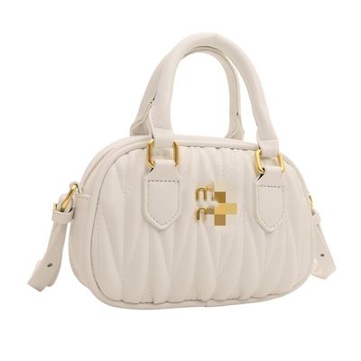 Bolso de Mensajería de Cuero Pequeño para Mujeres de Verano con Patrón Mini Plissado y Cierre postal