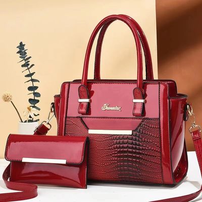 Temporada de invierno Bolsos de mano de gran capacidad para mujeres en cuero PU de patrón de cocodrilo
