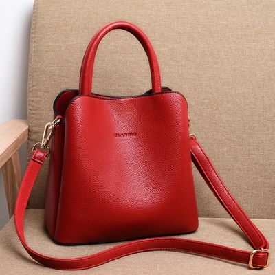 Bolso de cuero de tamaño mediano de mujer Bolso de diseño de hombro con patrón geométrico