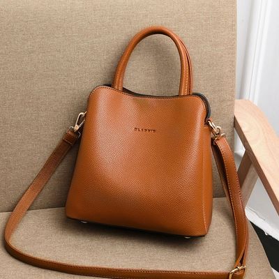 Bolso de cuero de tamaño mediano de mujer Bolso de diseño de hombro con patrón geométrico