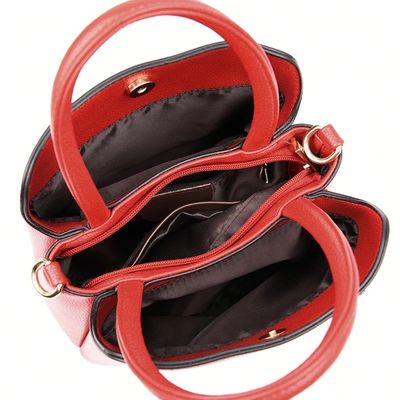 Bolso de cuero de tamaño mediano de mujer Bolso de diseño de hombro con patrón geométrico