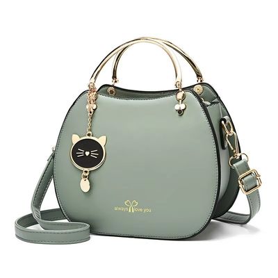 Bolso de moda de hombro único para mujeres con colgante de gato y cierre de cremallera