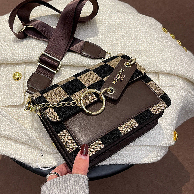 hombro 2024 bolso de lujo de diseño de mano tablero de ajedrez mini de tela de rebanada bolso de eslingas para mujeres