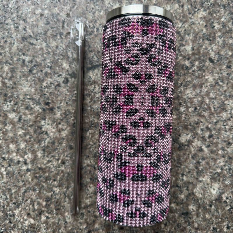 Rhinestone Bling Diamante Brillante Acero inoxidable Tumbler térmico Grande para el café té agua cerveza incluye tapa y paja
