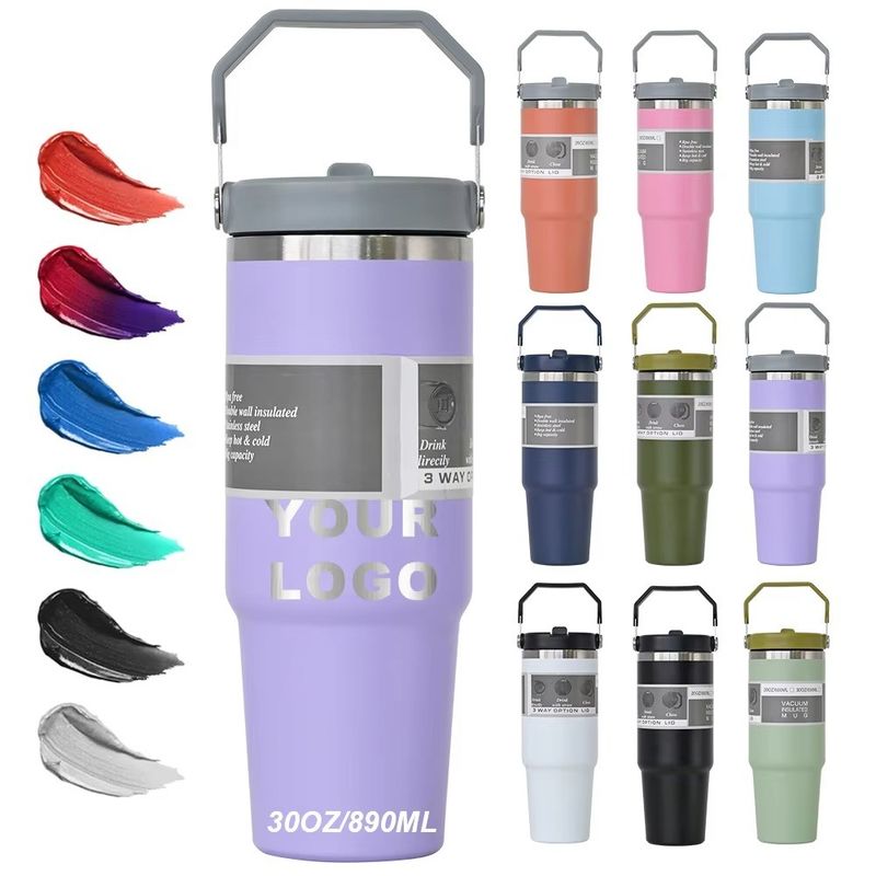 Paja con tapa Taza de café única personalizable 20oz 30oz BPA GRATIS Tazas de acero inoxidable