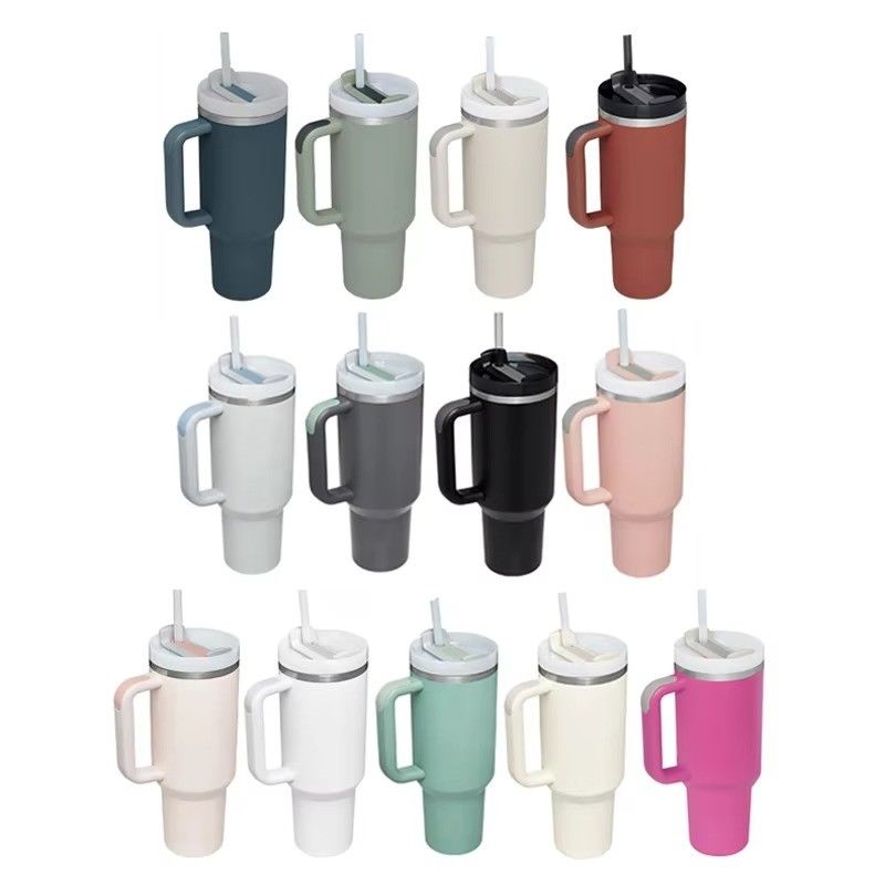 2.0 Beauchy Custom 40 oz de acero inoxidable vacío aislado taza de viaje con paja con tapa