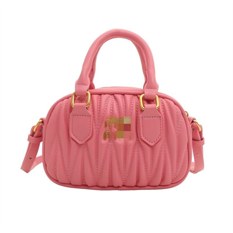 Bolso de Mensajería de Cuero Pequeño para Mujeres de Verano con Patrón Mini Plissado y Cierre postal