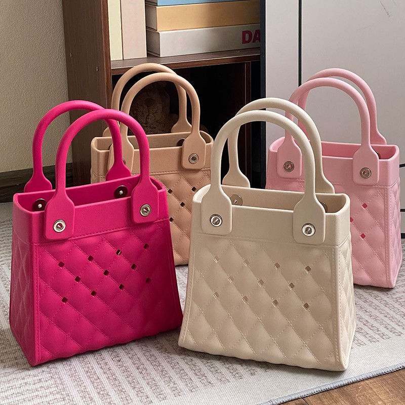 Moda estilo EVA de goma de silicona de mano de bolsa para mujeres de verano de la mujer de la playa bolso en negro